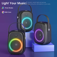 Load image into Gallery viewer, Portable Karaoke Machine with Dual-Mic, Bluetooth, LED Light, FM Radio, IPX6 Splash Proof…